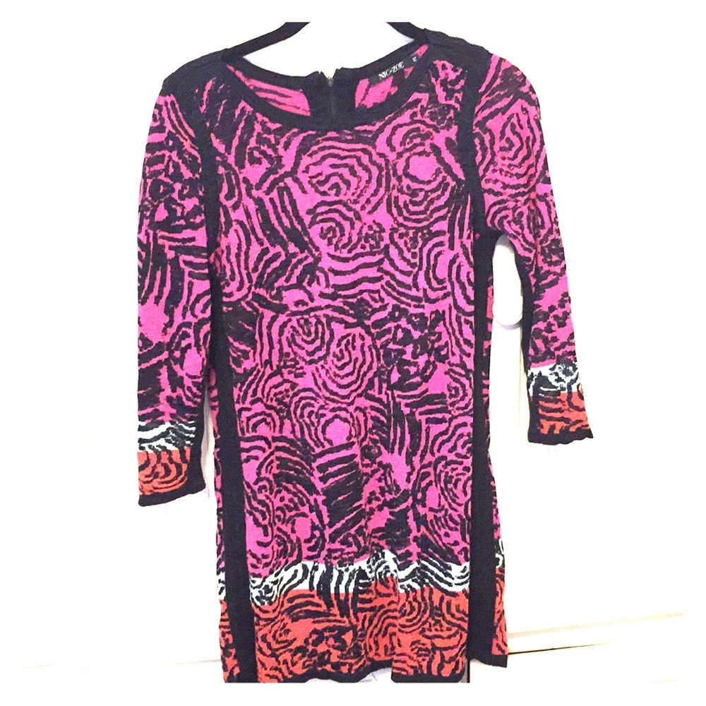 Colorful patterned sweater-dress Nic +Zoe.